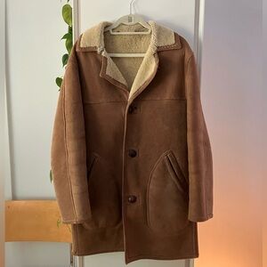 VINTAGE 1960s Shearling Lambskin Wool Coat • David Church Californian • Size 38